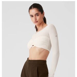 ALO Yoga Mesh Sheer Illusion Cropped Long Sleeve